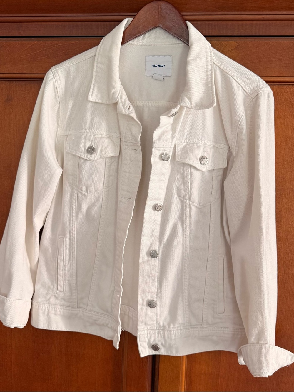 Old Navy White Women's Denim Jacket - Button Front - Picture 2 of 5